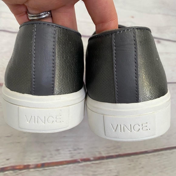 Vince Metallic Gray Silver Flat Slip On Sneakers Sz 7.5 - Picture 4 of 10